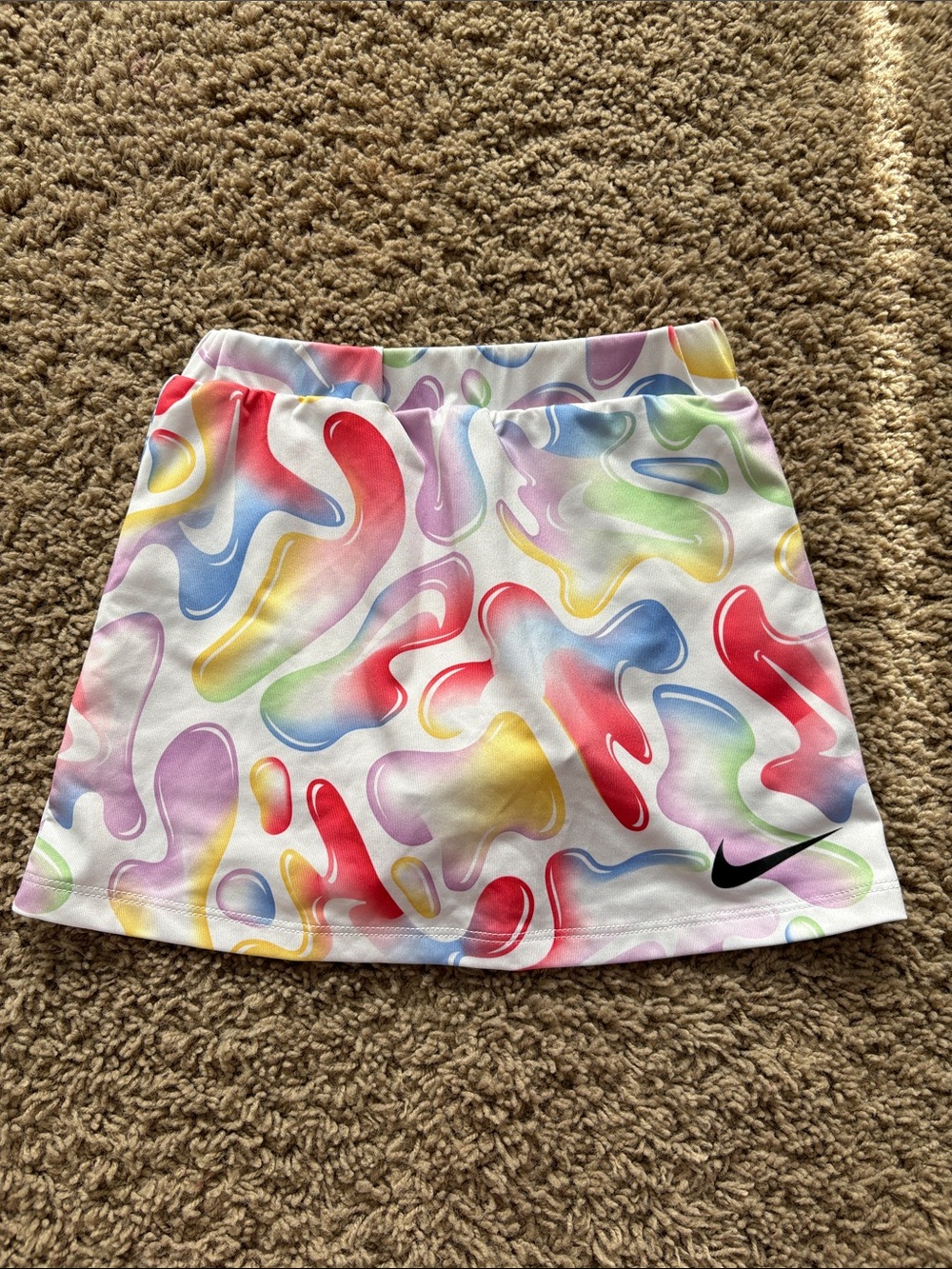 Nike White Skort with Rainbow Abstract Swirl Print